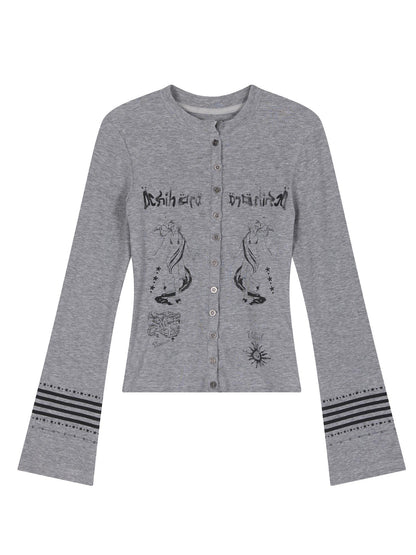 Achihara Autumn Sequence Flared Sleeve Cardigan