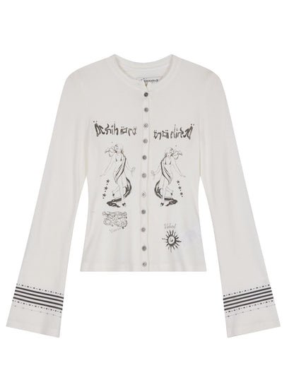 Achihara Autumn Sequence Flared Sleeve Cardigan