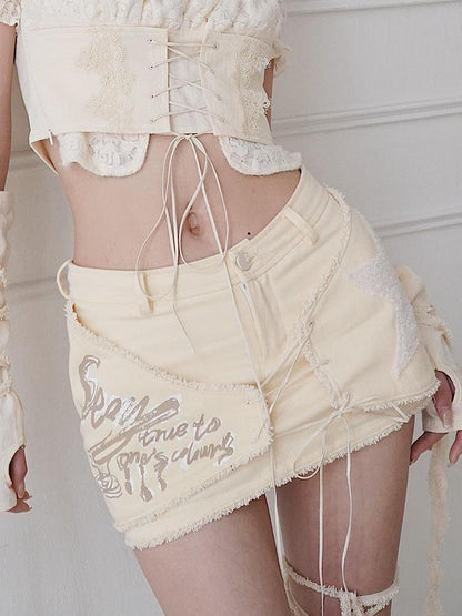 WSW WUSHENWU Sexy Beige Midi Culotte Skirt Wireless Design