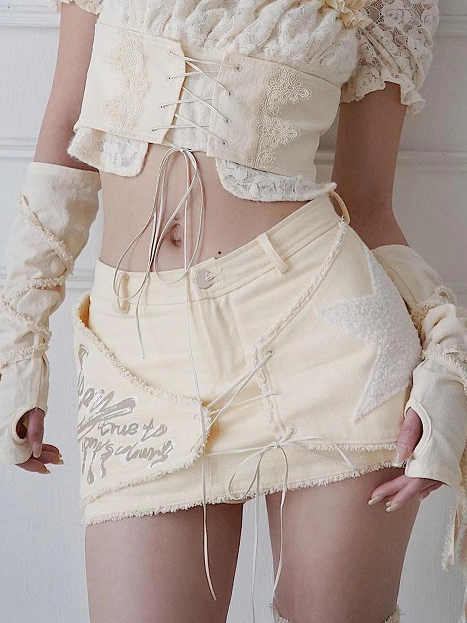 Sexy Beige Midi Culotte Skirt Wireless Design