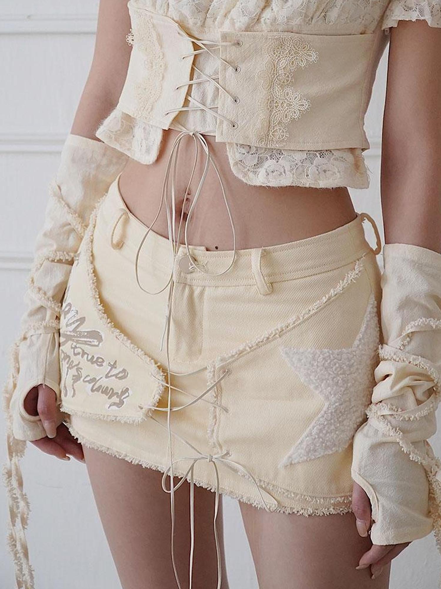 WSW WUSHENWU Sexy Beige Midi Culotte Skirt Wireless Design