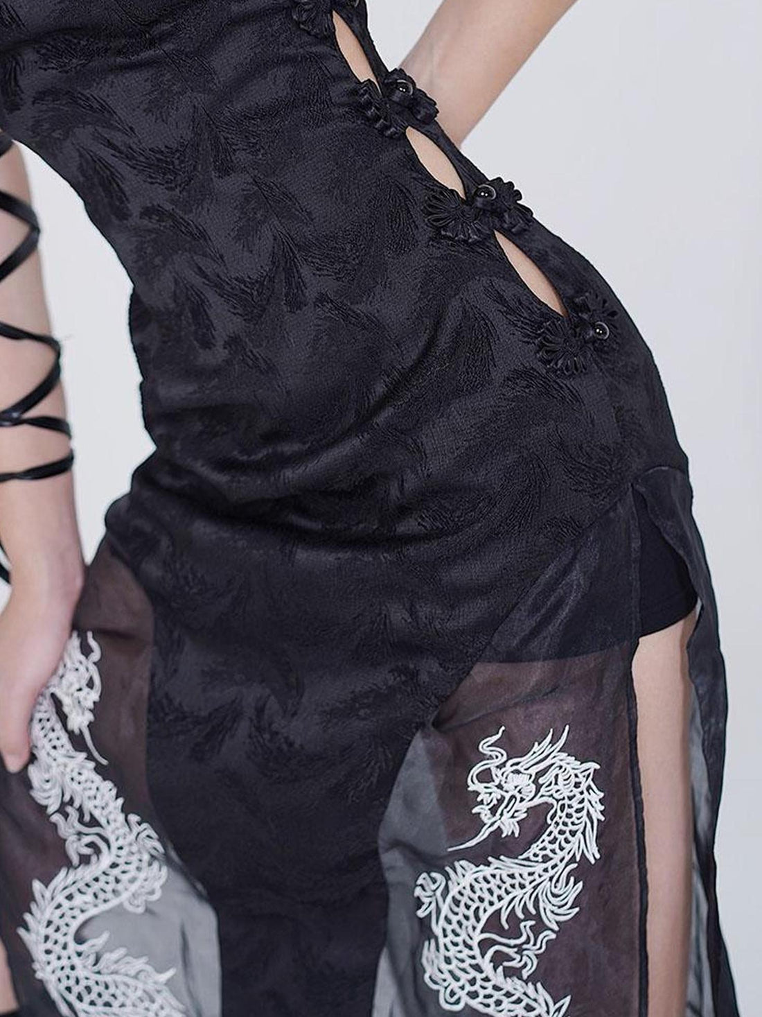 WSW WUSHENWU Sexy Dark Cheongsam With High Slit Industrial Edge