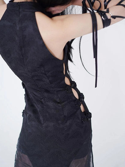 Sexy Dark Cheongsam With High Slit Industrial Edge
