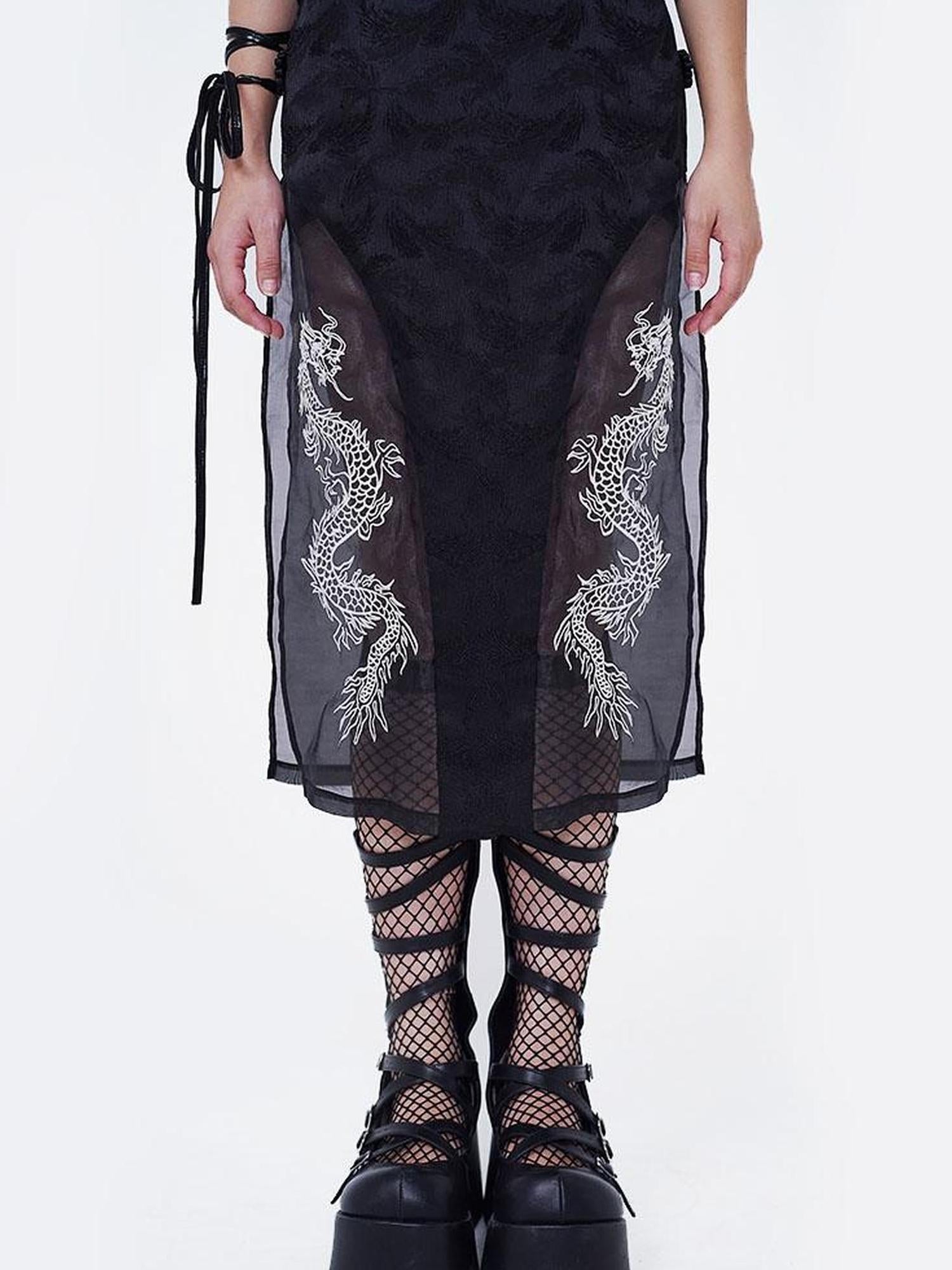 WSW WUSHENWU Sexy Dark Cheongsam With High Slit Industrial Edge