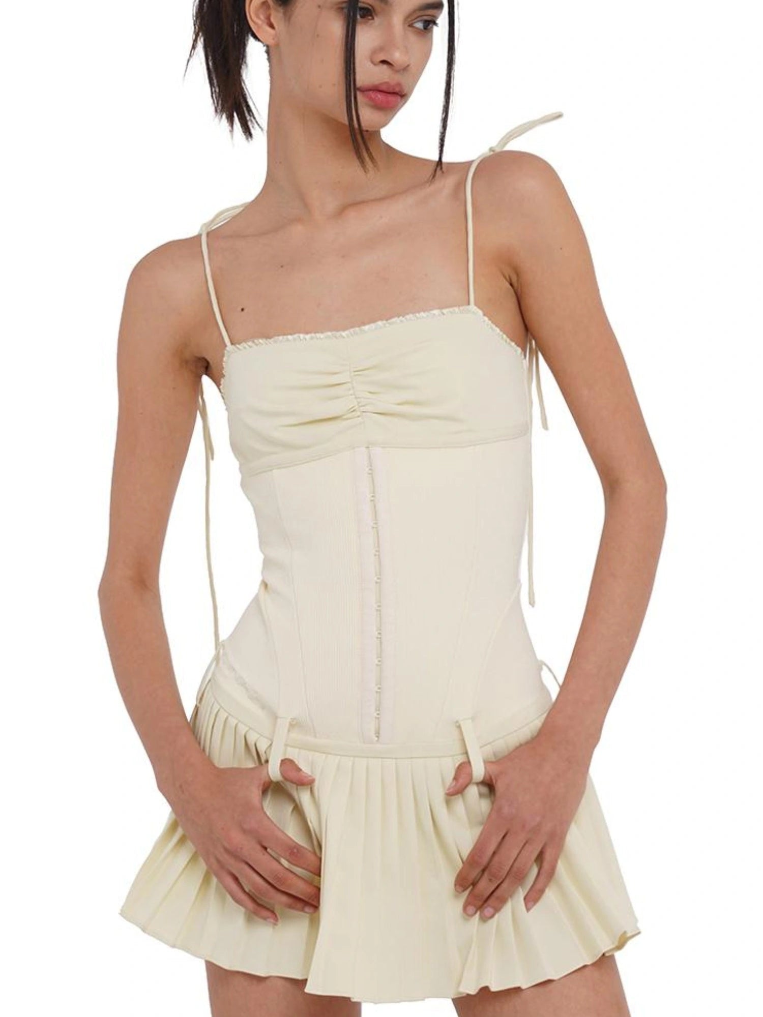 Sexy Mini Denim Bustier Dress With Pleats Dresses