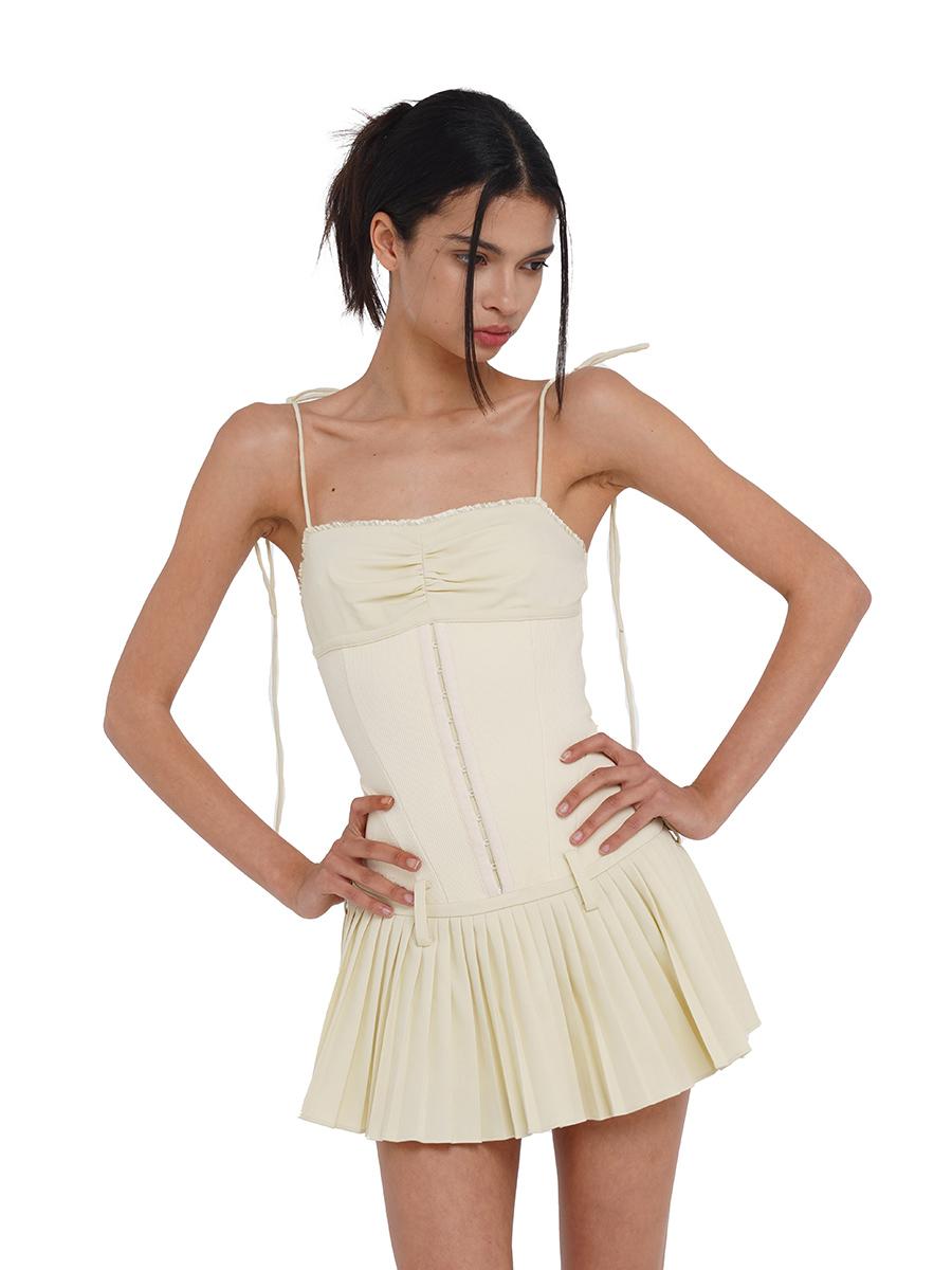 SweetChilling Sexy Mini Denim Bustier Dress With Pleats Dresses