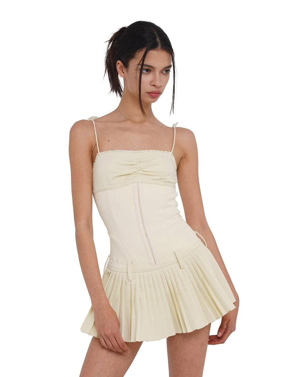 Sexy Mini Denim Bustier Dress With Pleats Dresses