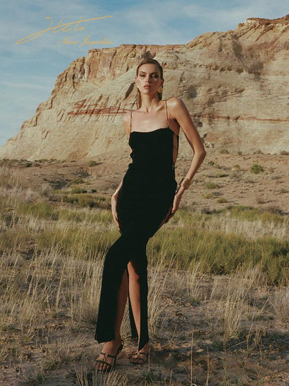 Sexy Side Cutout Long Dress with Metal Rings Dresses