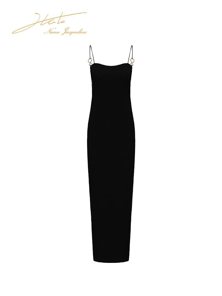 Sexy Side Cutout Long Dress with Metal Rings Dresses