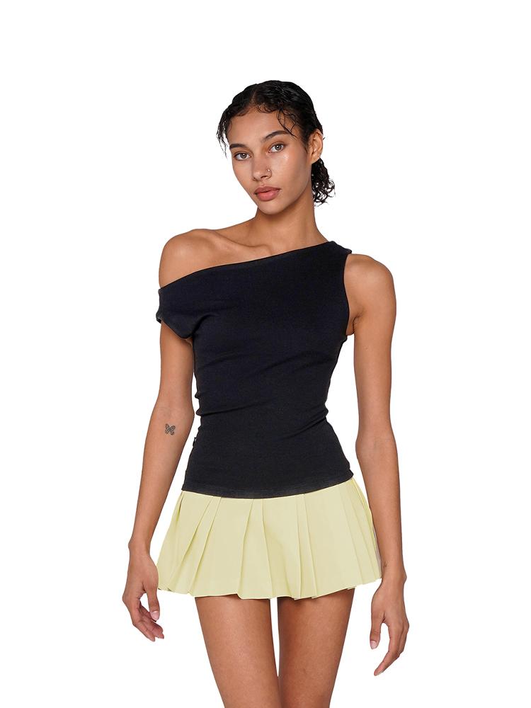 SweetChilling Sexy Sleeveless Bodycon Off-Shoulder Color-Block Knit Dress