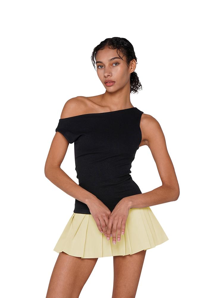 SweetChilling Sexy Sleeveless Bodycon Off-Shoulder Color-Block Knit Dress