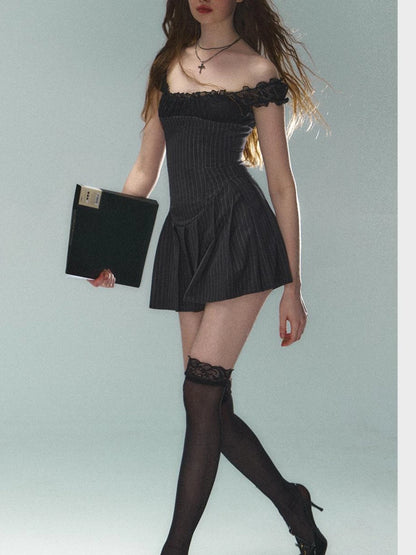 Sexy Striped Short Sleeve Dress For Women&