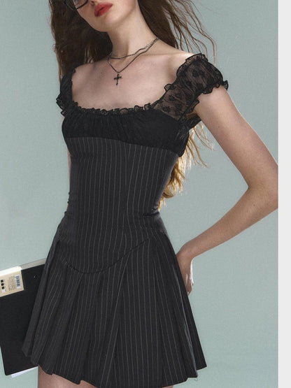 Sexy Striped Short Sleeve Dress For Women&