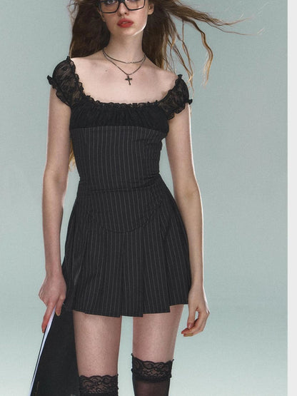 Sexy Striped Short Sleeve Dress For Women&