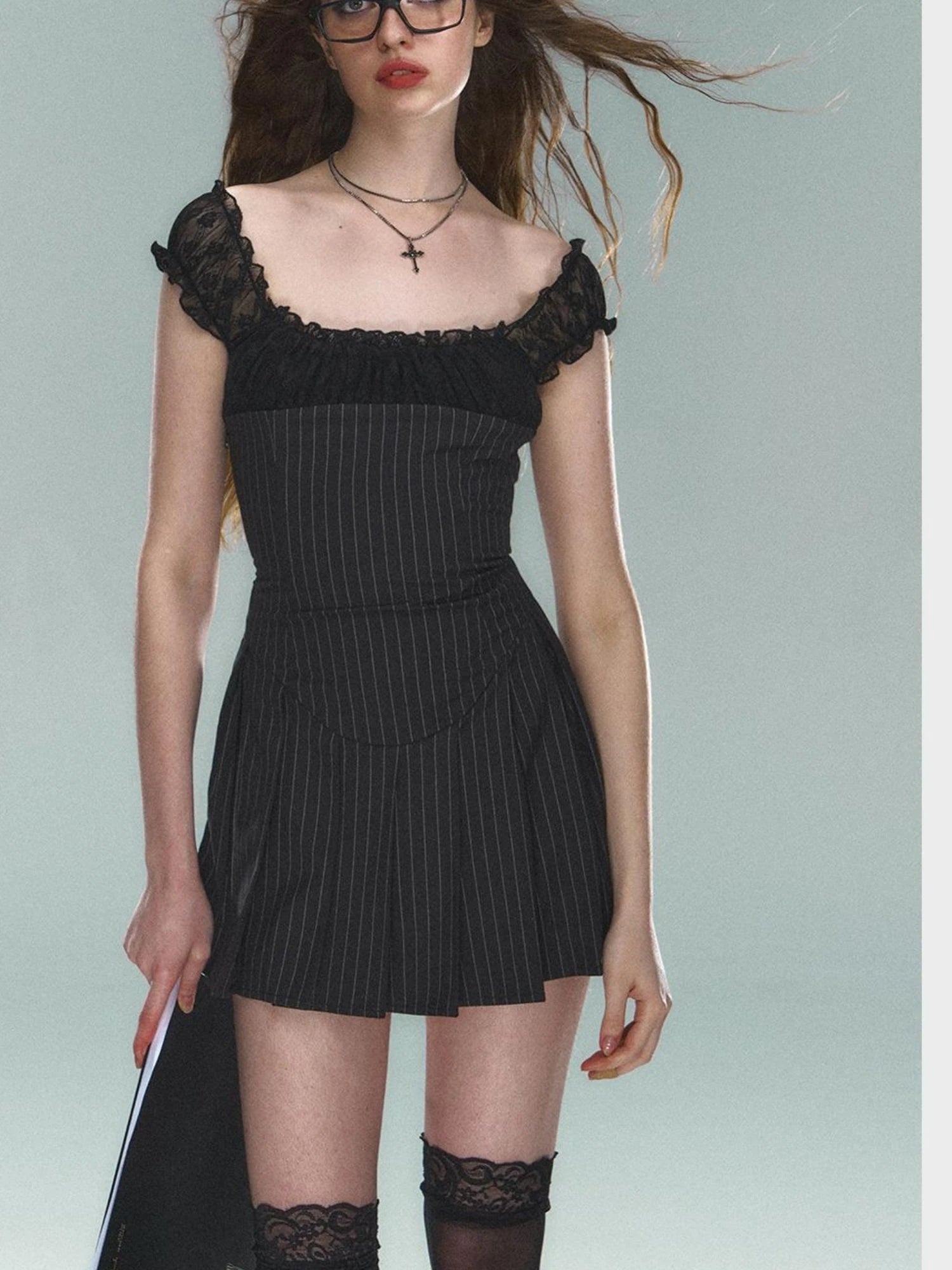 Sexy Striped Short Sleeve Dress For Women&