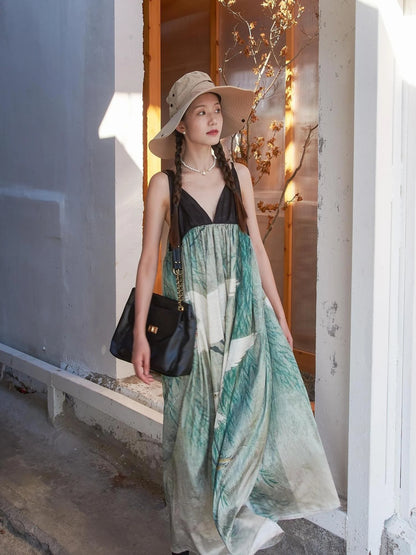 Shadow Blossom Ethnic Chic Vacation Dress