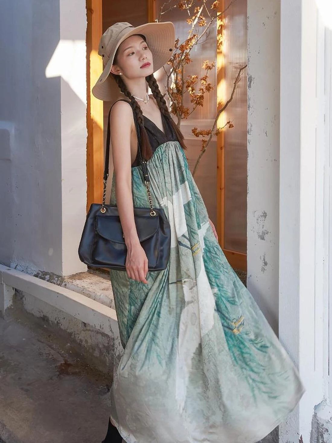 Shadow Blossom Ethnic Chic Vacation Dress