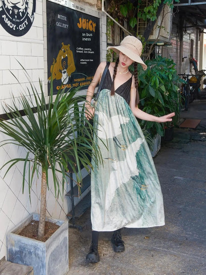 Shadow Blossom Ethnic Chic Vacation Dress