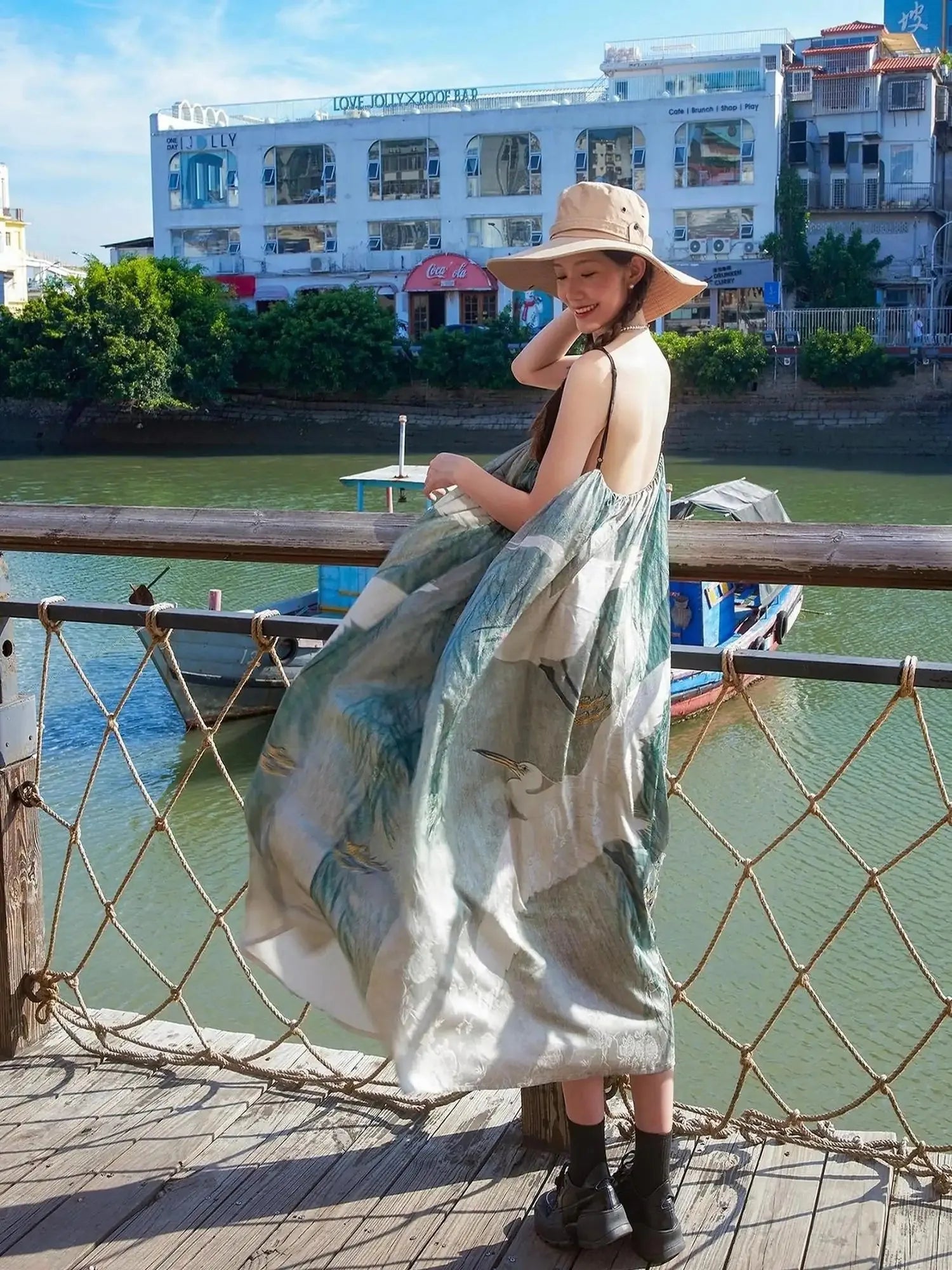 Shadow Blossom Ethnic Chic Vacation Dress