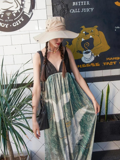 Shadow Blossom Ethnic Chic Vacation Dress