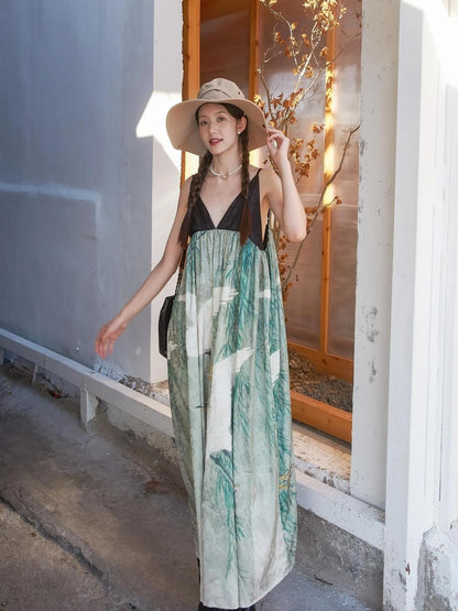 Shadow Blossom Ethnic Chic Vacation Dress