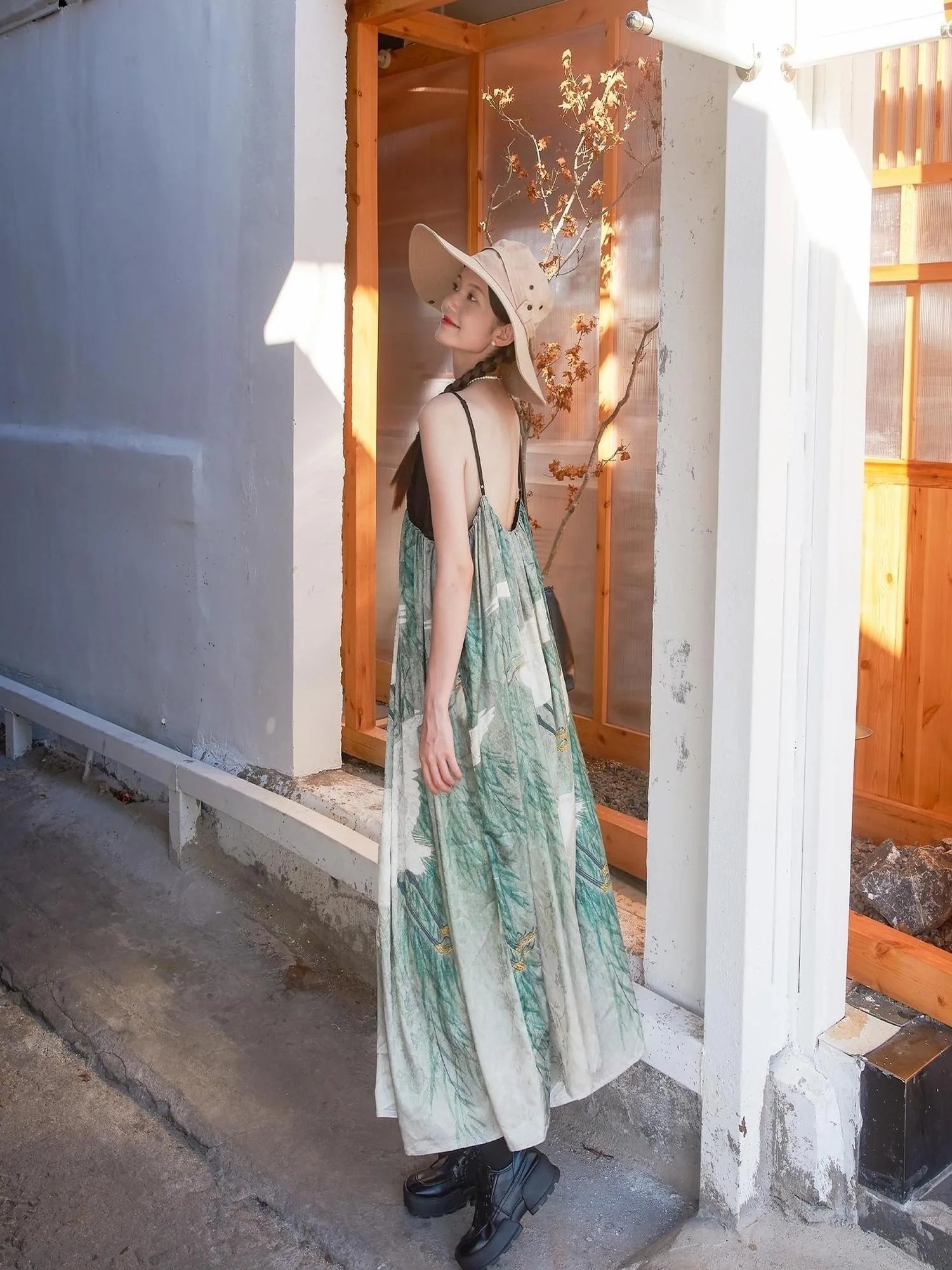 Shadow Blossom Ethnic Chic Vacation Dress