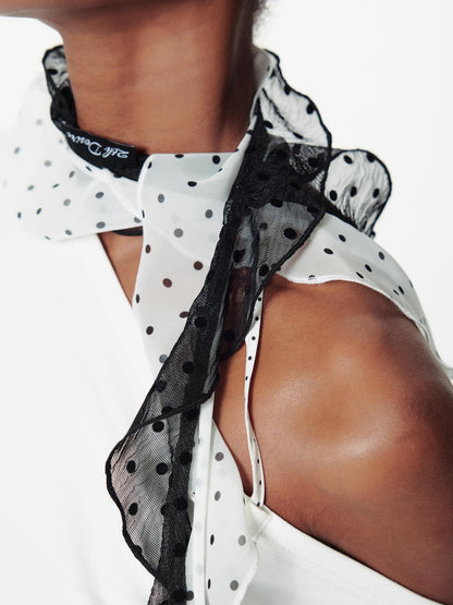 2th Desire Sheer Flocked Vintage Polka Dot Scarf Summer Chiffon Shawl