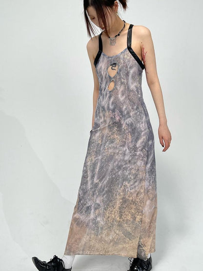 Sheer Floral Stretchy Slim Sleeveless Backless Dress