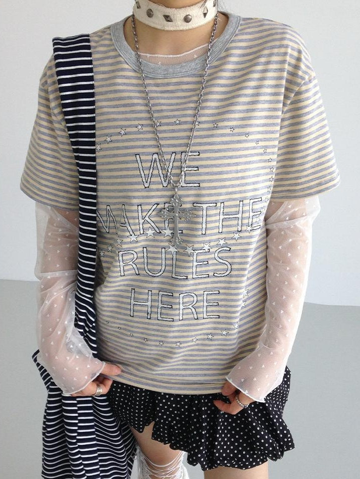 atrandom Sheer Lace Love Mesh Lightweight Layering Top