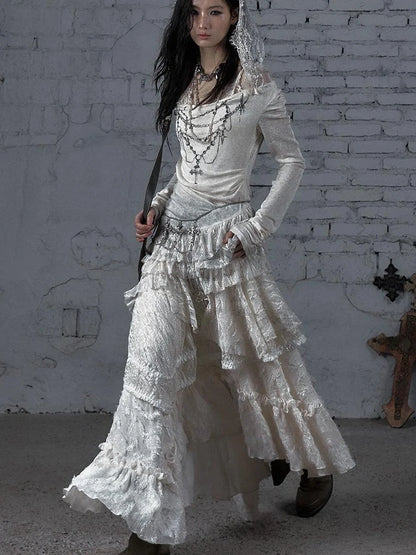 Sheer Lace Punk Print Hooded Knit Dress