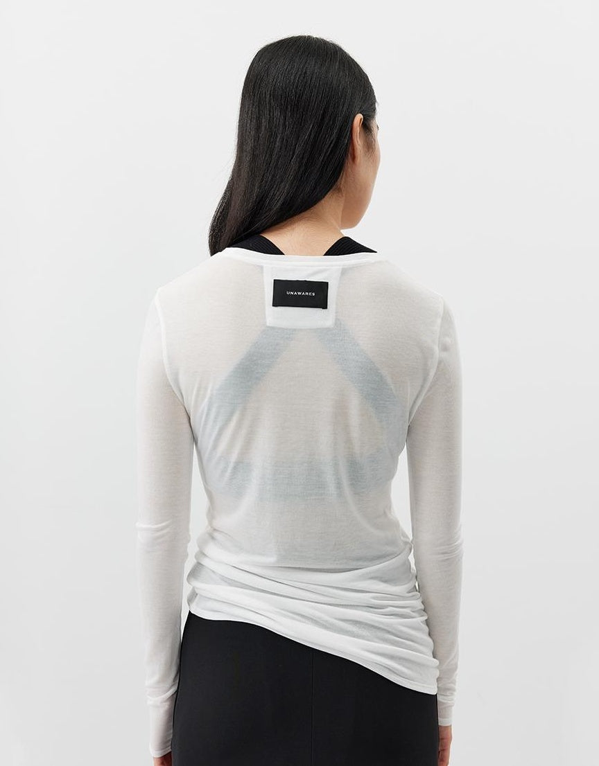 Sheer Round Neck Long Sleeve Top