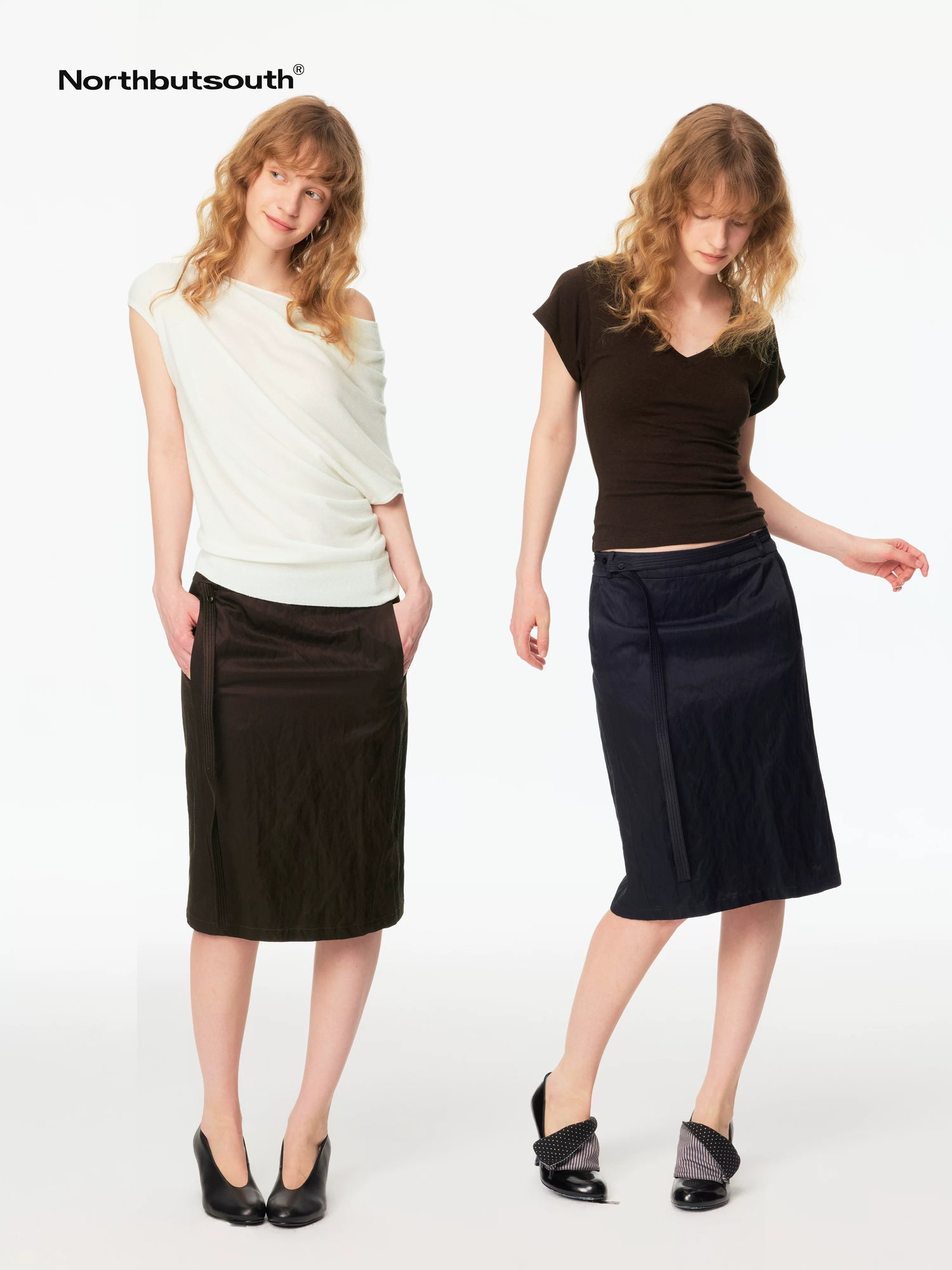 Shiny Textured Straight Belted Women&