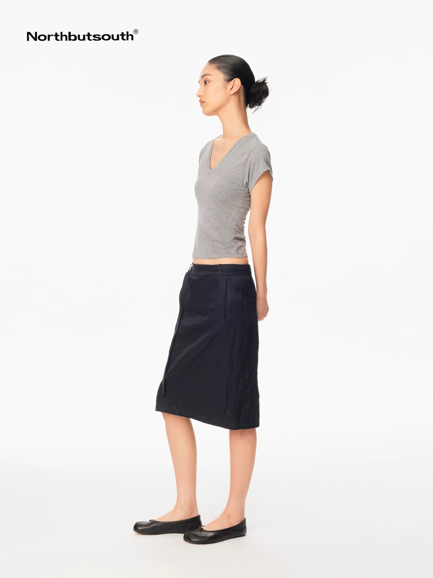 Shiny Textured Straight Belted Women&