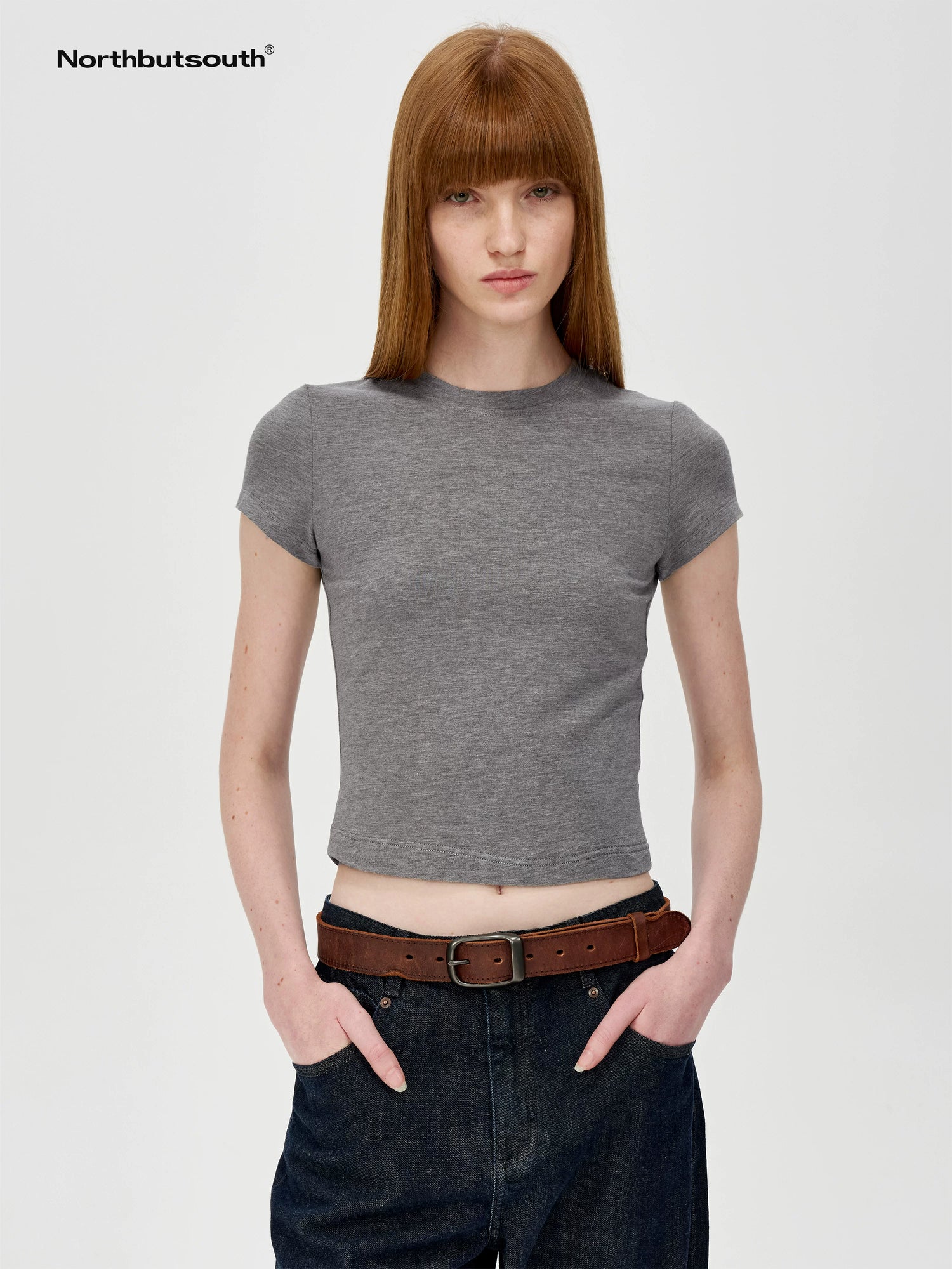 Short Sleeve Crop T-Shirt Classic Round Neck High Stretch Slim Fit Basic Tee Multi Colors