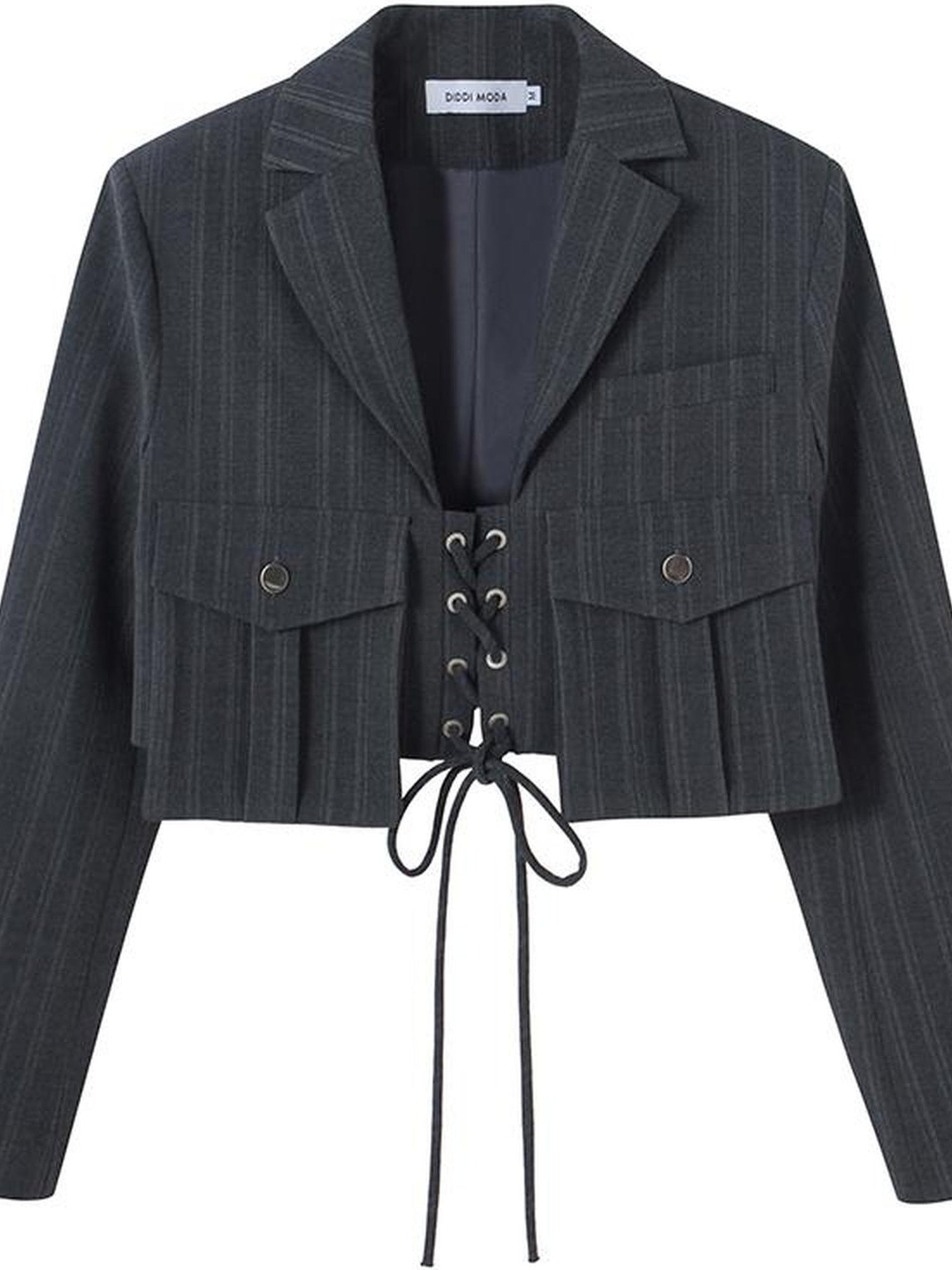 DIDDI MODA Short Sleeve Rope Tie Cargo Blazer