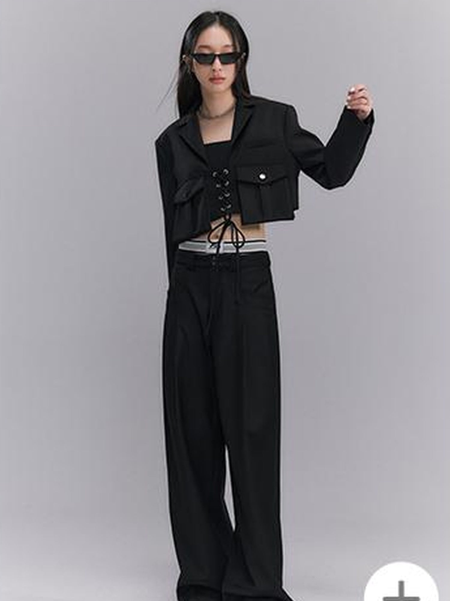 DIDDI MODA Short Sleeve Rope Tie Cargo Blazer