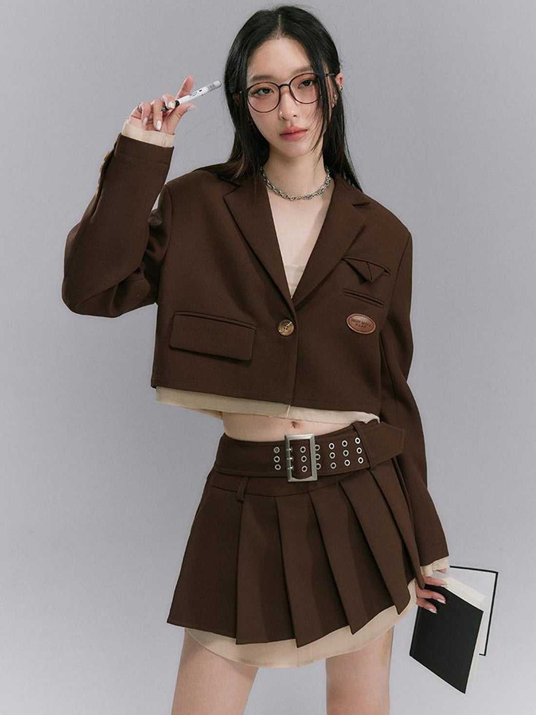 DIDDI MODA Short Trim Blazer In Coffee