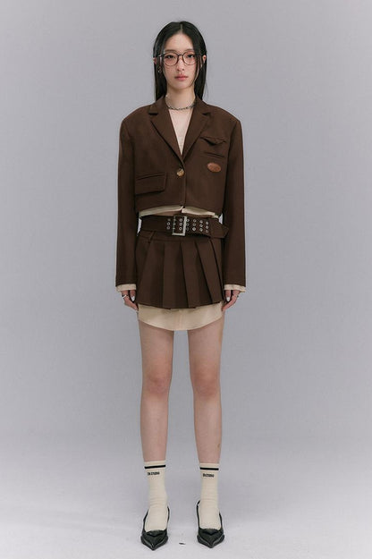 DIDDI MODA Short Trim Blazer In Coffee