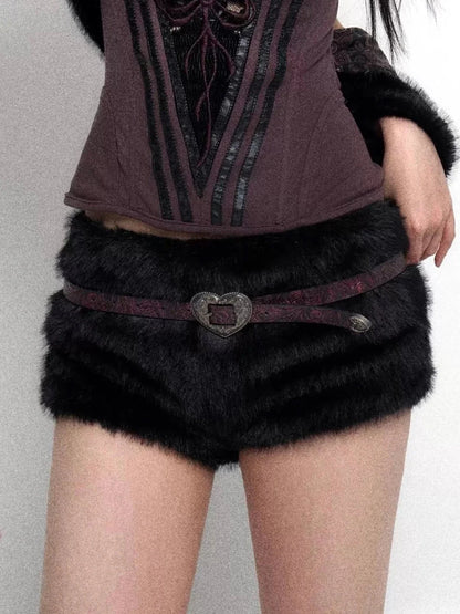 Black Filled Lace Up Bustier Crop Top And Shorts Set