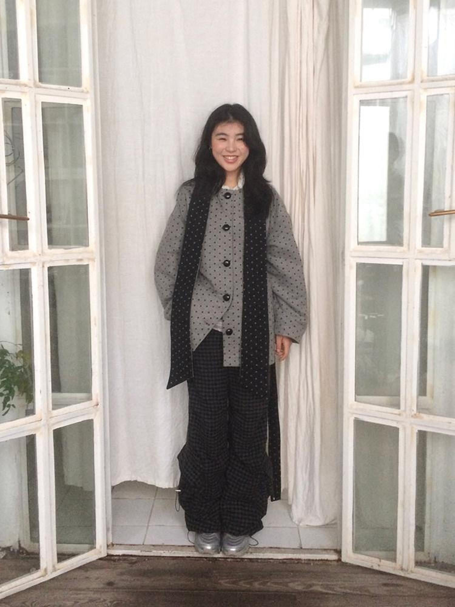 SicAstra Black Grey Mini Check Pocket Hem Drawstring Women&