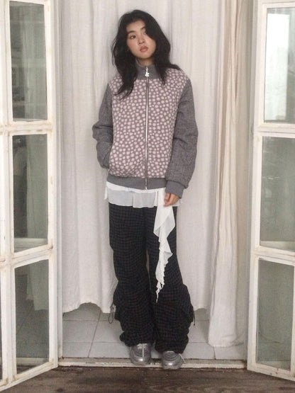 SicAstra Black Grey Mini Check Pocket Hem Drawstring Women&