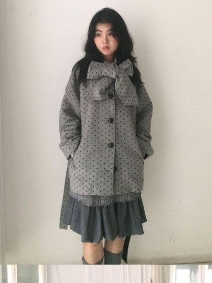 SicAstra Black Grey Polka Dot Scarf Belted Wide Fit Women&