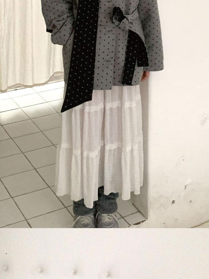 SicAstra Black Grey Polka Dot Scarf Belted Wide Fit Women&