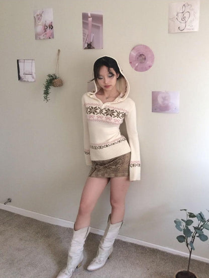 SicAstra Cute Snowflake Bow Hooded Vintage Fitted Women&