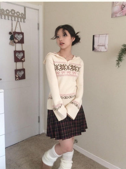 SicAstra Cute Snowflake Bow Hooded Vintage Fitted Women&