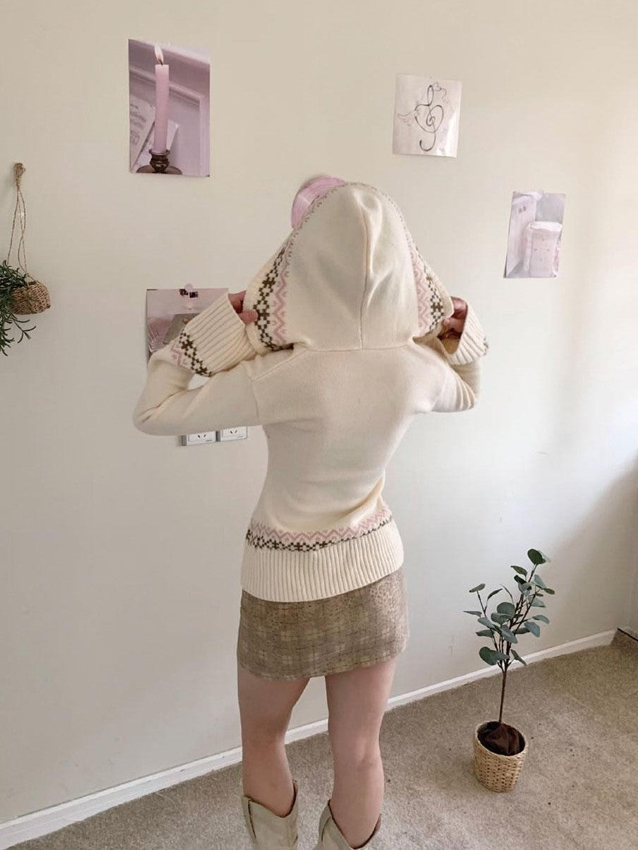 SicAstra Cute Snowflake Bow Hooded Vintage Fitted Women&