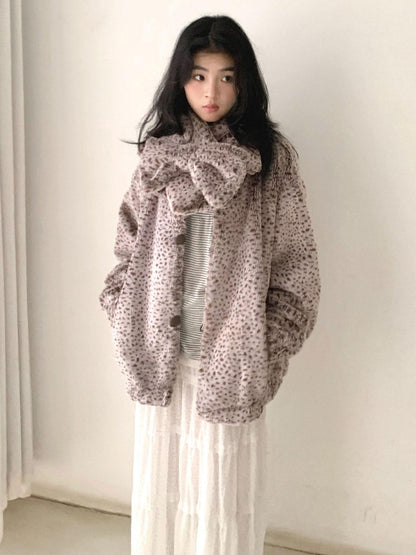 SicAstra Gray Purple Polka Dot Lapel Bow Neck Scarf Women&