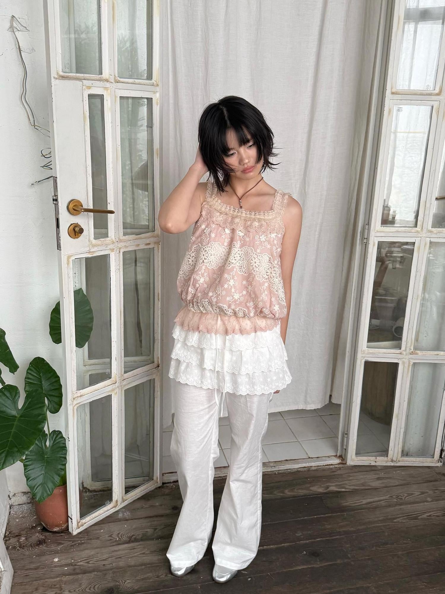 SicAstra Intricate Cutout Embroidered Lace Trim Women&