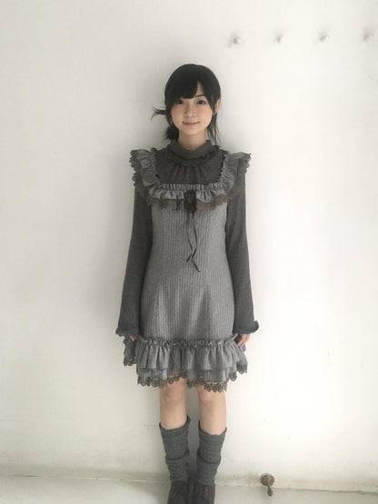 SicAstra Lace Ruffle Wool Blend Women&