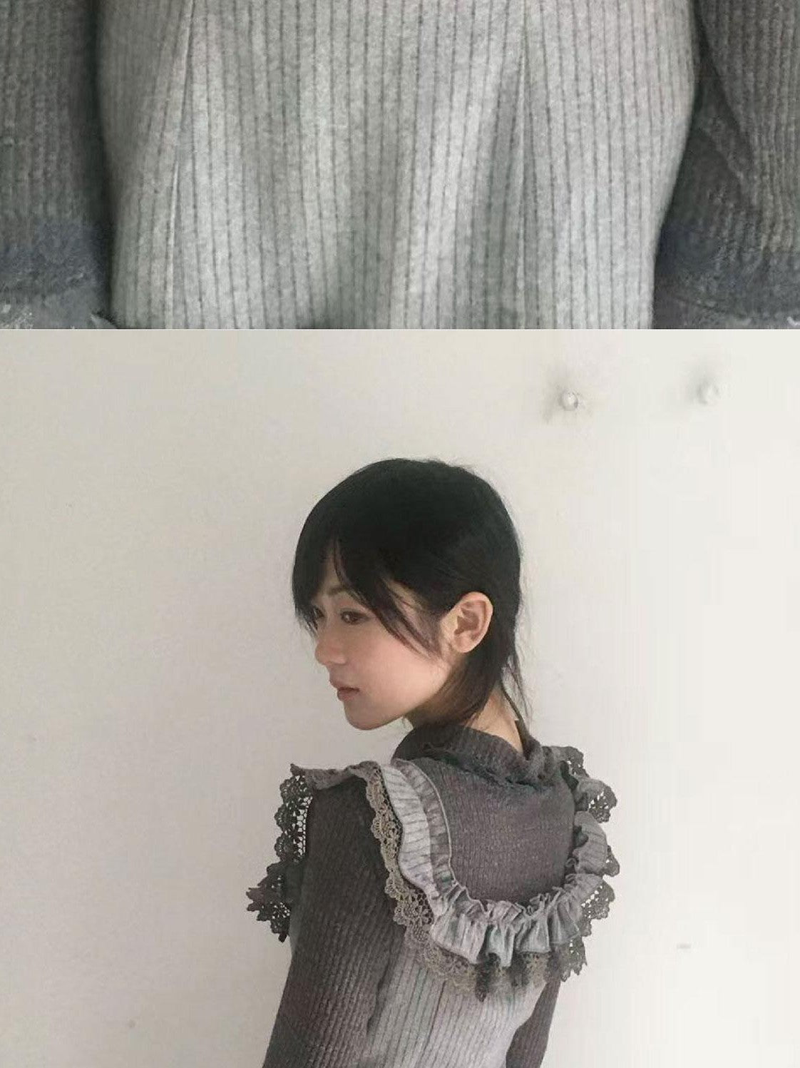 SicAstra Lace Ruffle Wool Blend Women&